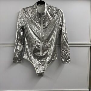 Silver Metallic Women's Bodysuit
